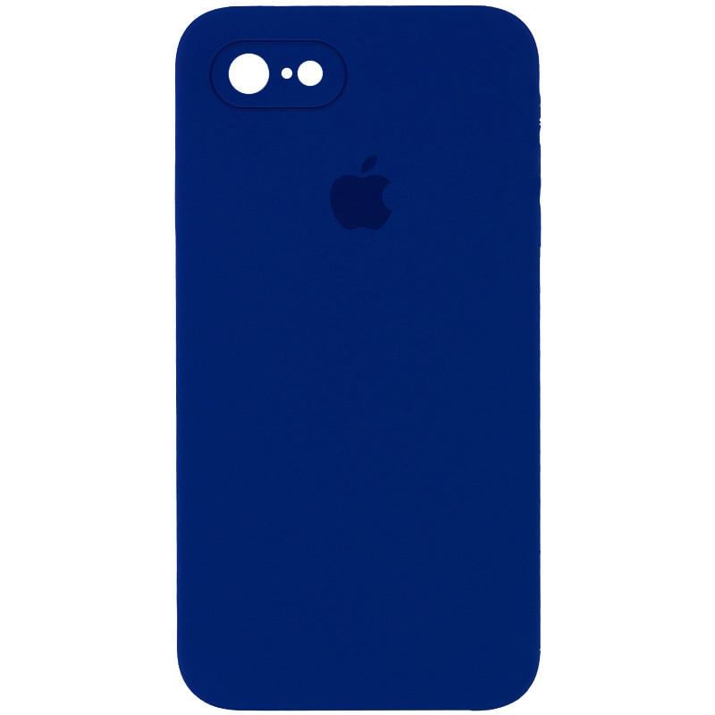 Противоударный чехол Silicone Case Square Full Camera Protective AA для Apple iPhone 7/8/SE 2020 4.7" Синий/Deep navy
