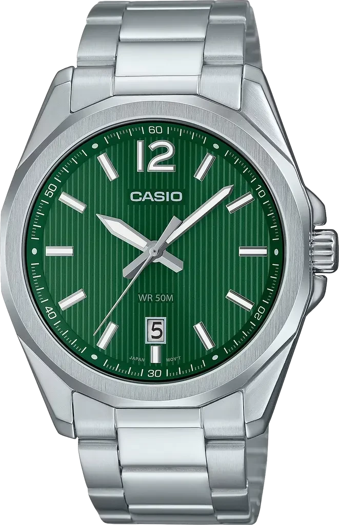 Мужские наручные часы Casio Timeless Collection MTP-E725D-3A со стальным корпусом Зеленый (3150348874)