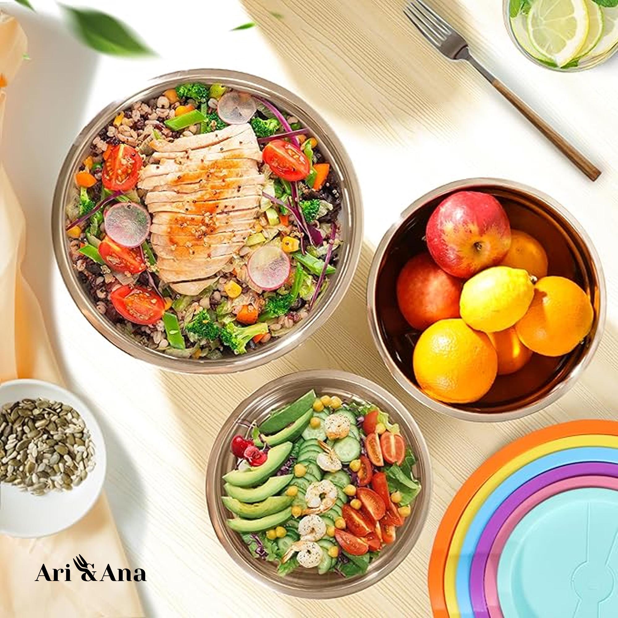 Набір металевих мисок Ari&Ana з силіконовим дном і кришкою 30-16 см 4 шт. Різнокольоровий - фото 8 Набір металевих мисок Ari&Ana з силіконовим дном і кришкою 30-16 см 4 шт. Різнокольоровий - фото 8