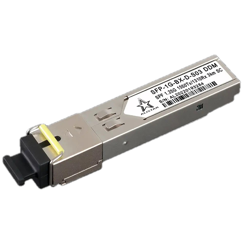 Модуль одномодовий ALISTAR SFP-1G-BX-D-S03 SFP 1G 1SM WDM SC 3KM TX1550/RX1310nm DDM для комутаторів Сірий (27918191) Модуль одномодовий ALISTAR SFP-1G-BX-D-S03 SFP 1G 1SM WDM SC 3KM TX1550/RX1310nm DDM для комутаторів Сірий (27918191)