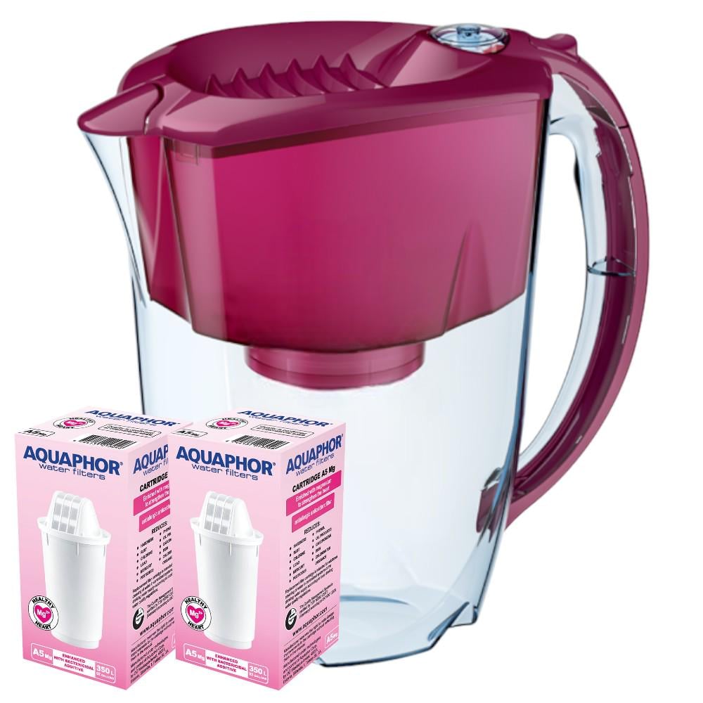 Фильтр-кувшин Аквафор Престиж с двумя модулями А5Mg Вишневый
