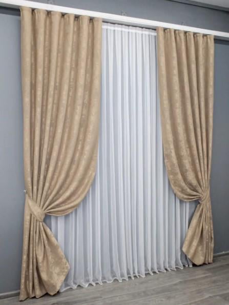 Тканина для штор Sultan YL жакард Темно-бежевий (1699ш) - фото 3