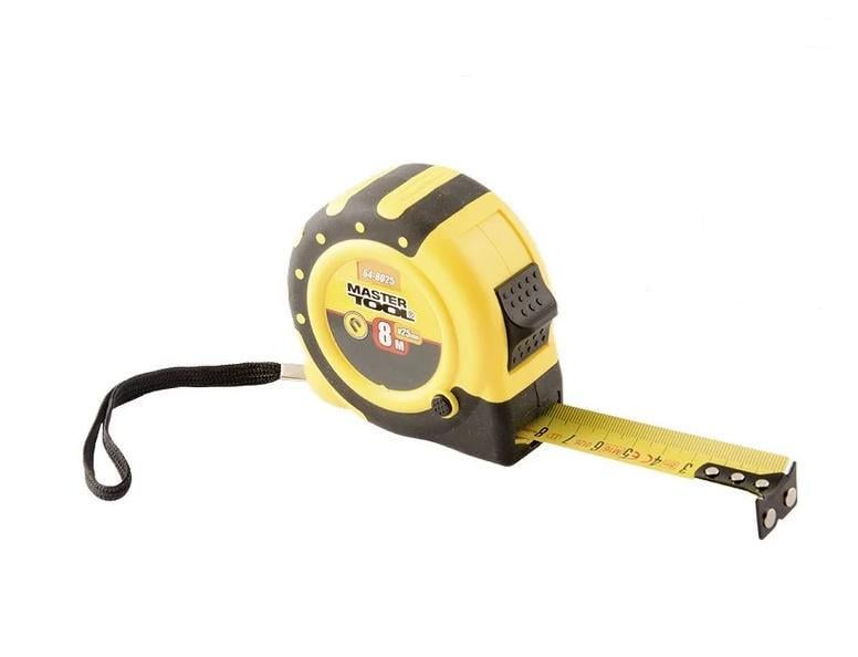 Рулетка з магнітами MasterTool нейлонове покриття 8 м 25 мм (64-8025)