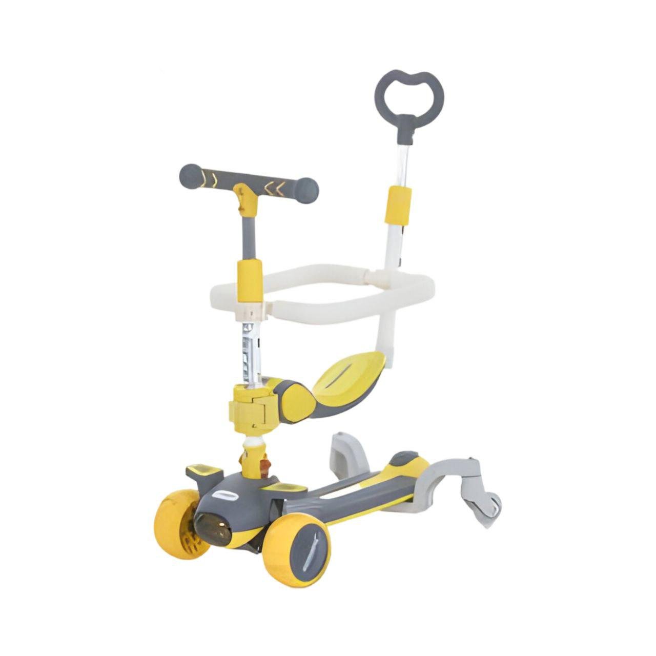 Самокат 5в1 родительская ручка подсветка/музыка металл/пластик Желтый (25268376) Самокат 5в1 родительская ручка подсветка/музыка металл/пластик Желтый (25268376)