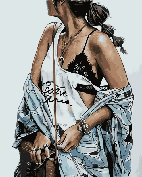 Картина за номерами Strateg Стильна дівчина 2 40x50 см (VA-0738) Картина за номерами Strateg Стильна дівчина 2 40x50 см (VA-0738)