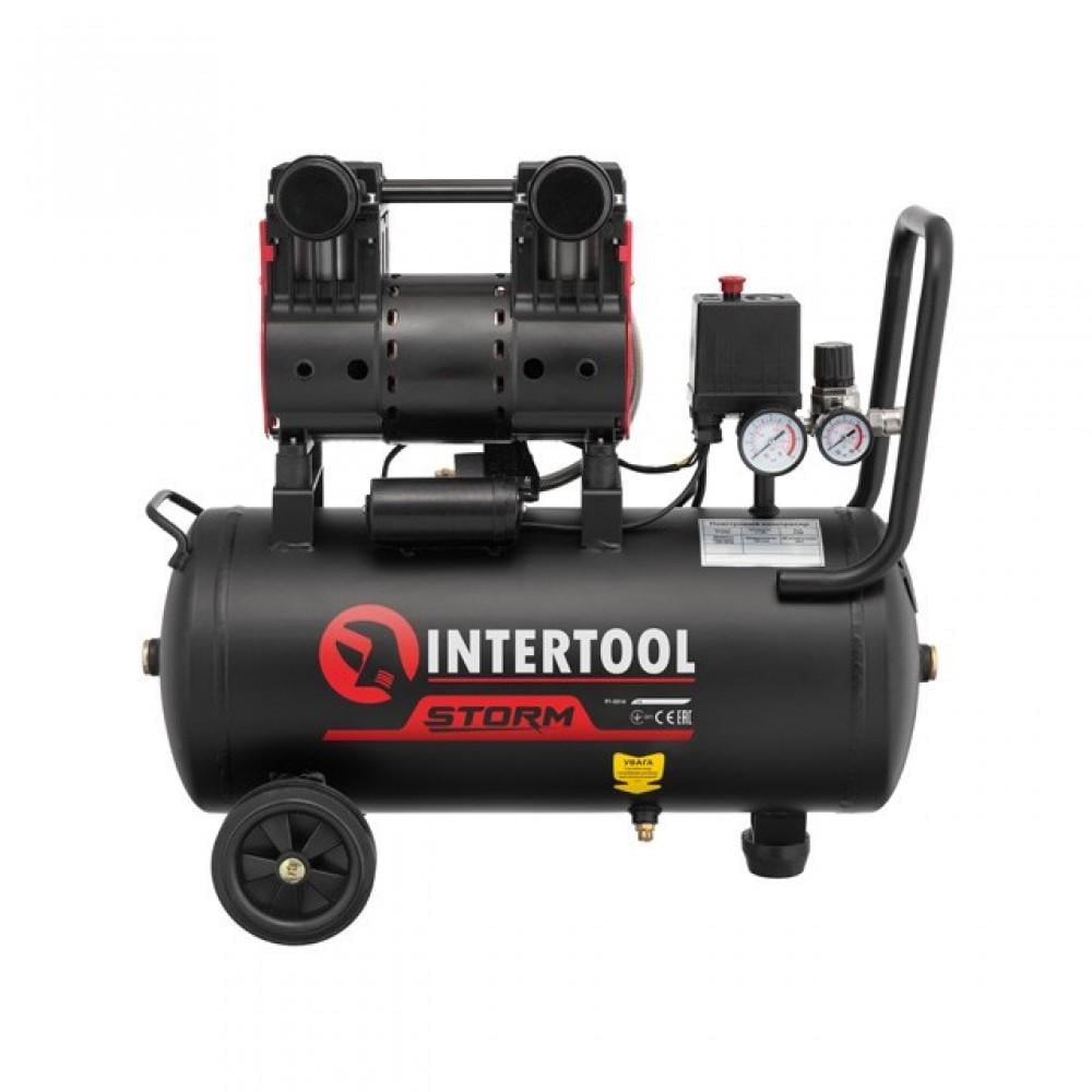 Компресор Intertool PT-0026 безмасляний 24 л 1,1 кВт 220 В 8 атм 160 л/хв 1400 об/хв 2 циліндра (901453)