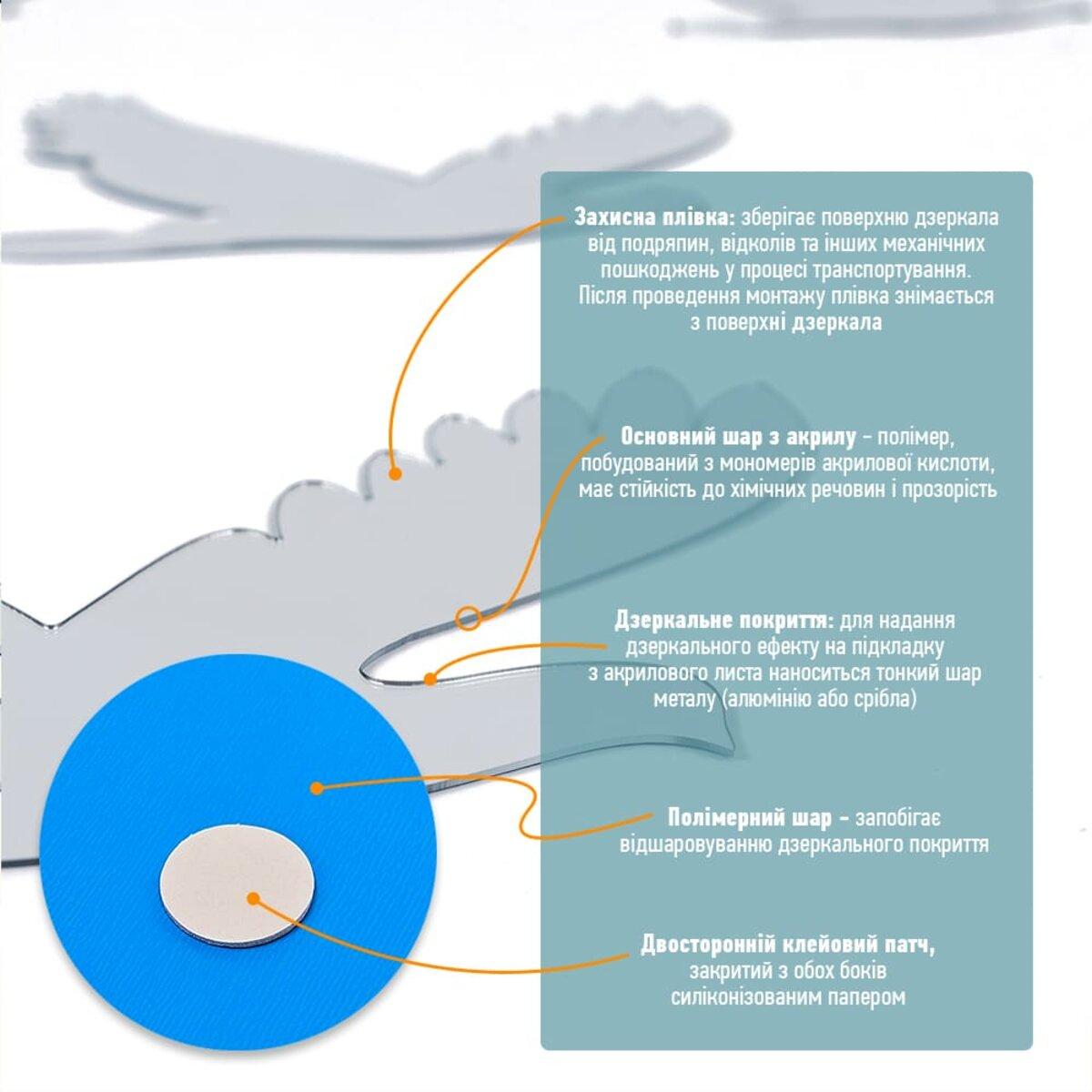 Декор дзеркальний акриловий самоклеючий Птахи 6 шт. Сріблястий (SW-00002520) - фото 4 Декор дзеркальний акриловий самоклеючий Птахи 6 шт. Сріблястий (SW-00002520) - фото 4