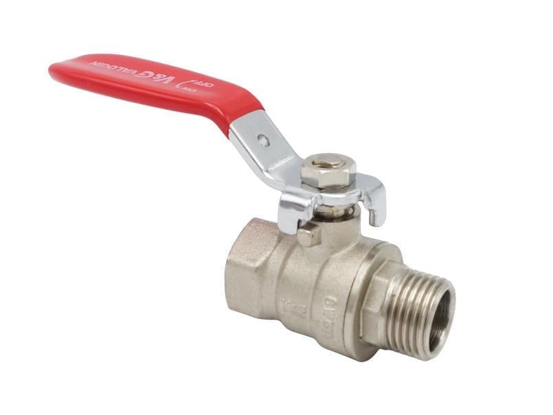Кран шаровой V&G VALOGIN Optima 1/2" ВЗ ручка красный никель (RS-VG-101201)