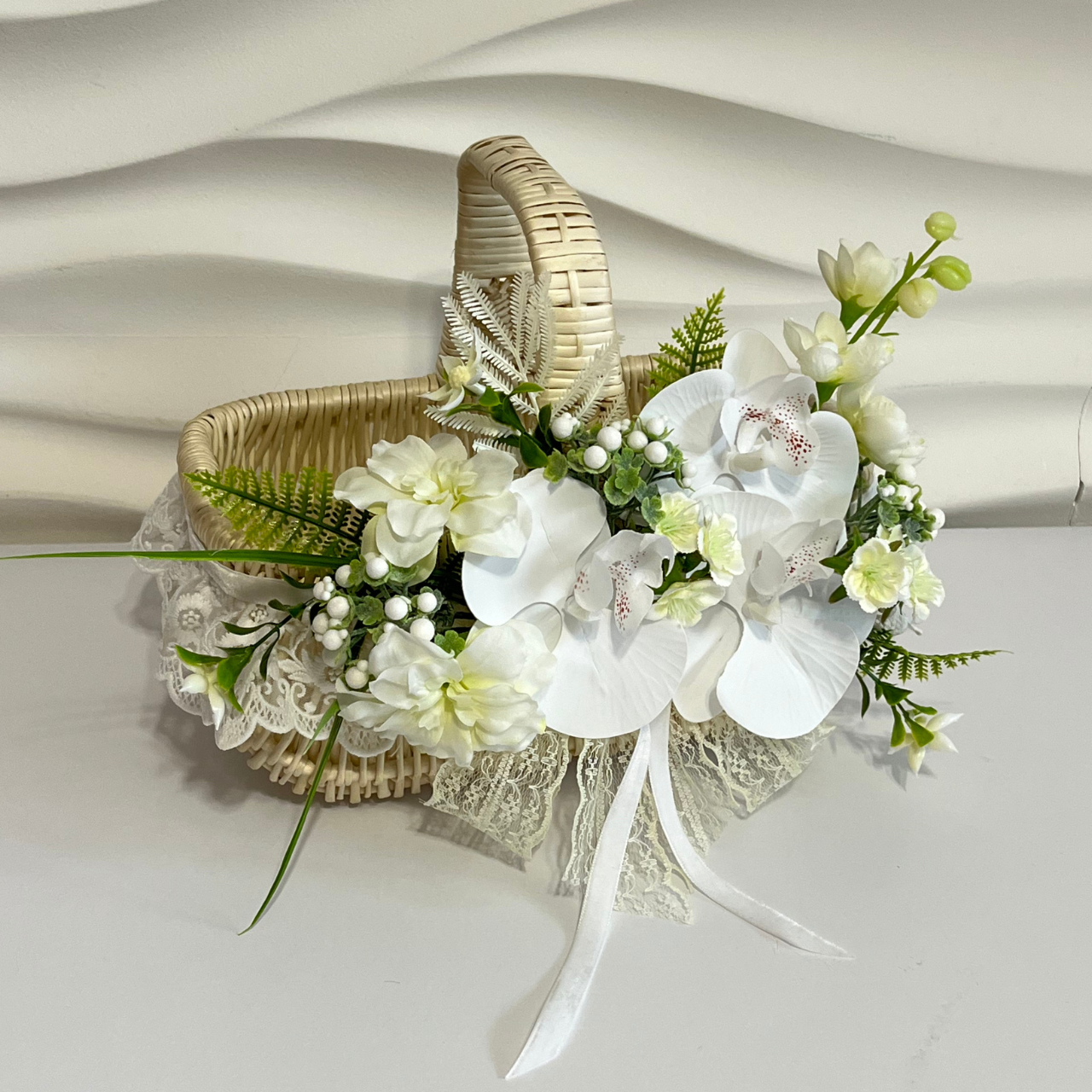 Корзина Пасхальная декорированная искусственными цветами 24х15 см (2190147335)