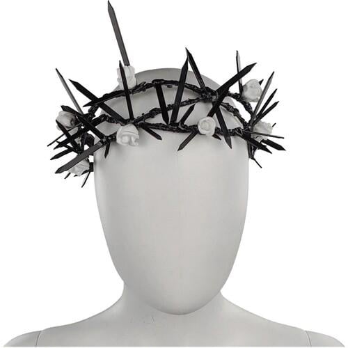 Венок Терновый с розами SETA Decor 21-503BLK-WT