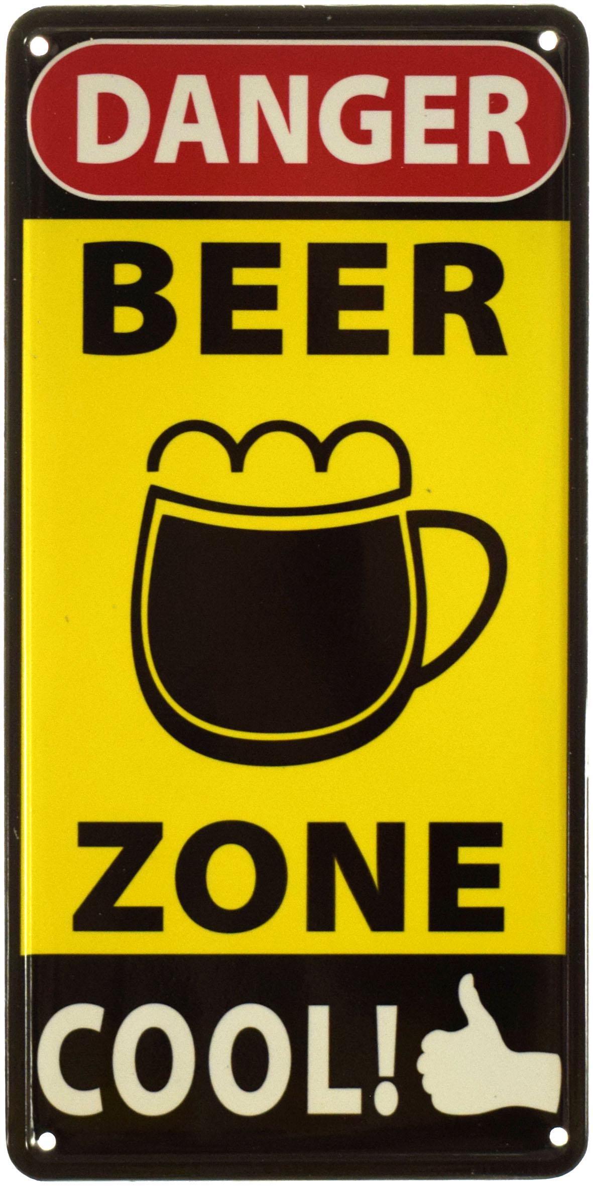 Табличка металлическая Danger Beer Zone Cool! 15x30 см