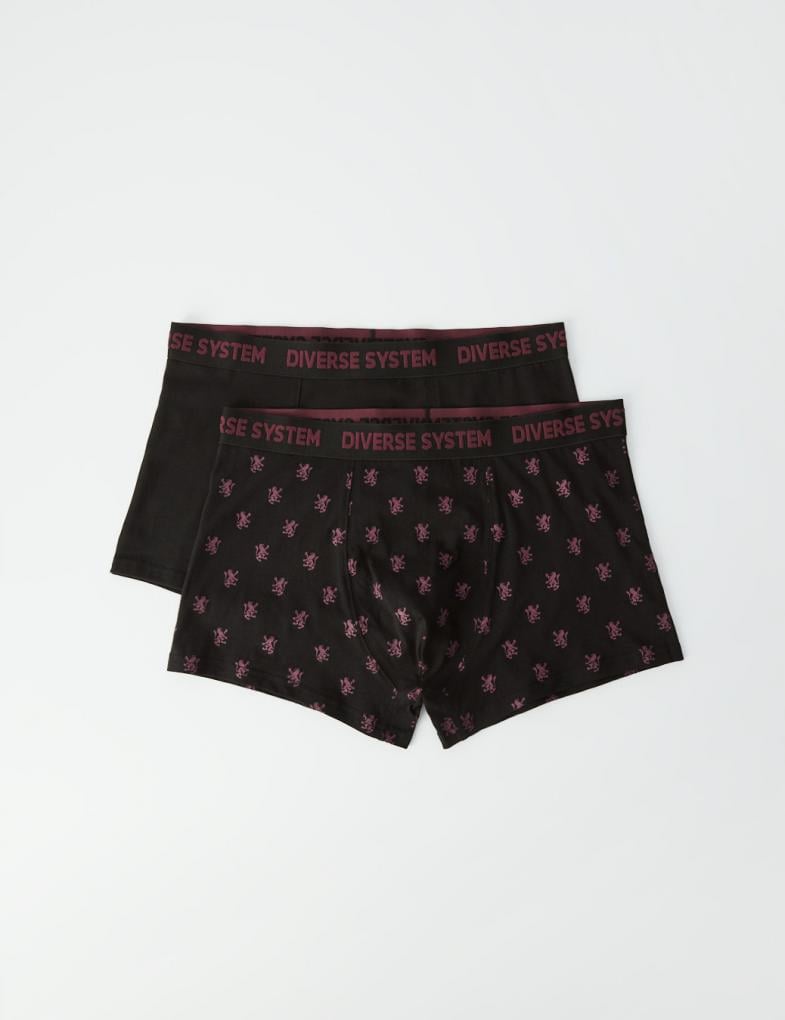 Набор трусов боксеров мужских Diverse GRYF 2 шт. II XL Черно-бордовый (5902598799166)