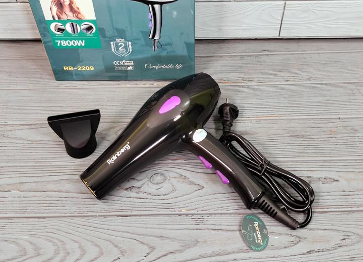 Фен Rainberg RB-2209 7800W Черный (30491761) - фото 4 Фен Rainberg RB-2209 7800W Черный (30491761) - фото 4