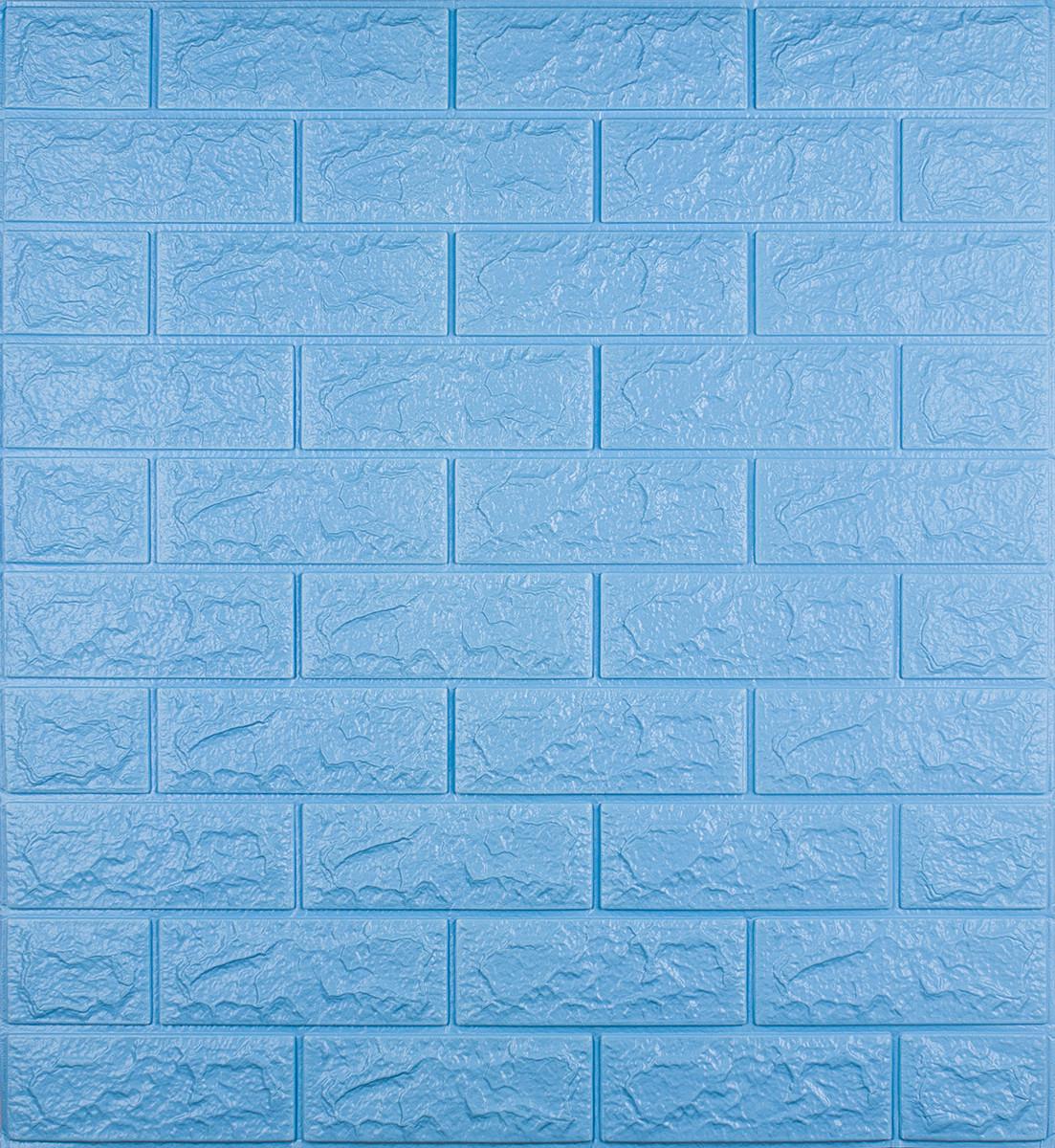 Панель самоклеющаяся декоративная 3D Loft под кирпич 700x770x7 мм Голубой