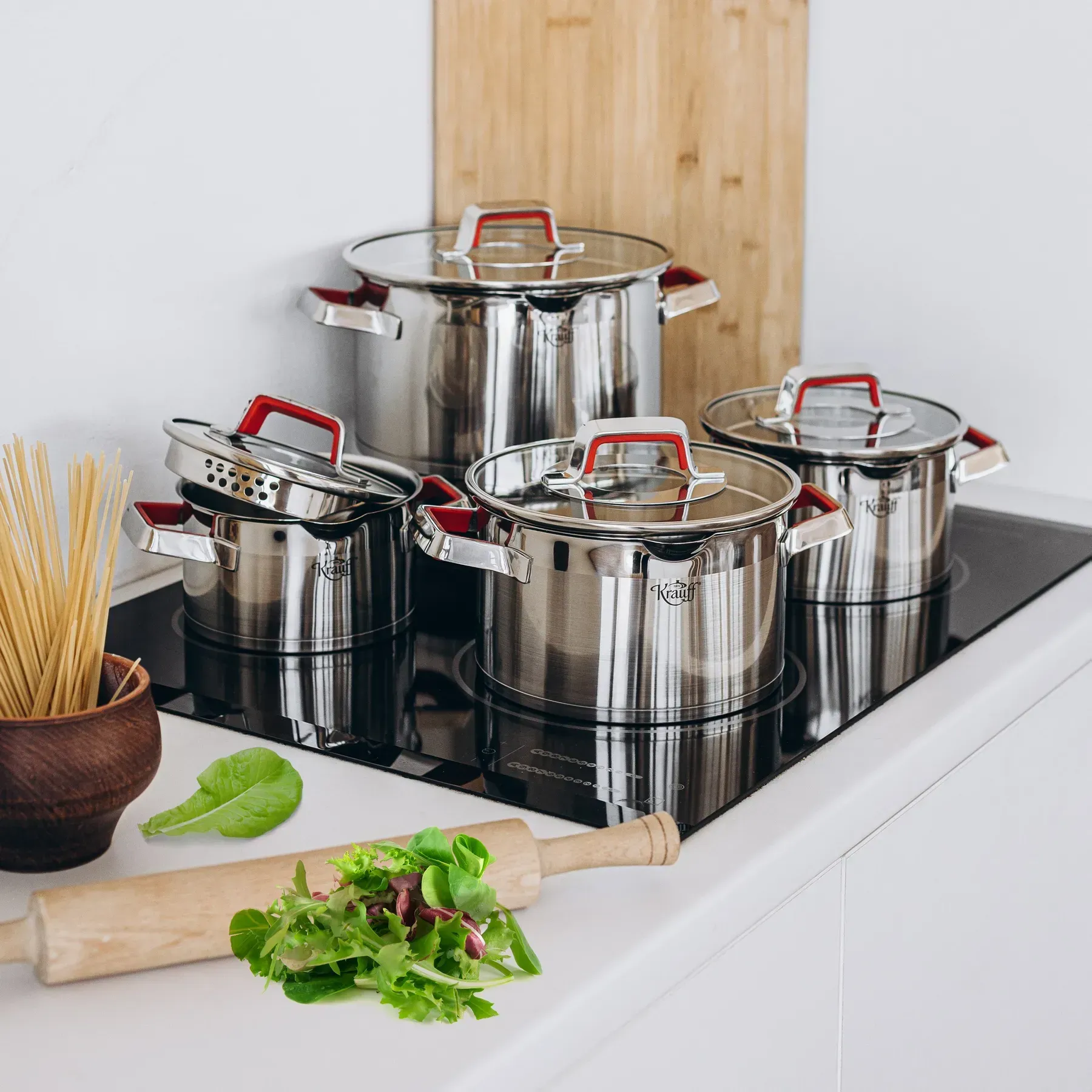 Набор кастрюль Krauff Moderne Rot со сковородой WOK Hamburg 9 пр. (26248946) - фото 9 Набор кастрюль Krauff Moderne Rot со сковородой WOK Hamburg 9 пр. (26248946) - фото 9