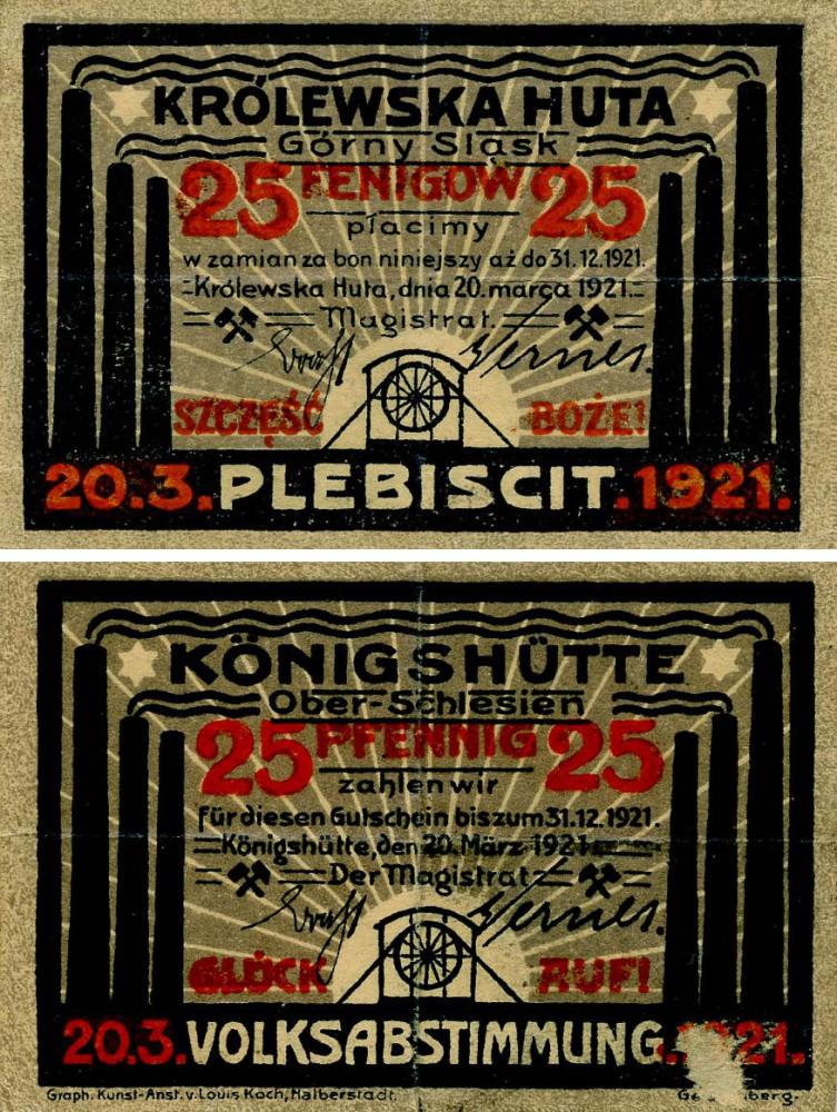 Коллекционная банкнота Германия Нотгельд 25 пфеннигов 1921 F-VF Хожув (Б18565)