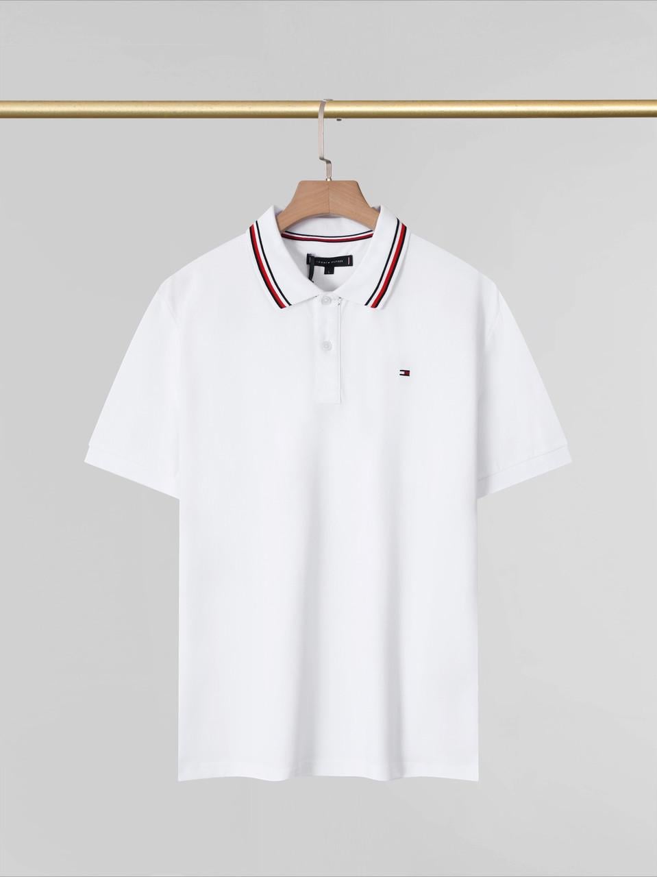 Футболка мужская поло в стиле Tommy Hilfiger RWB Collar Reg Polo L Белый (TH12005.2L)