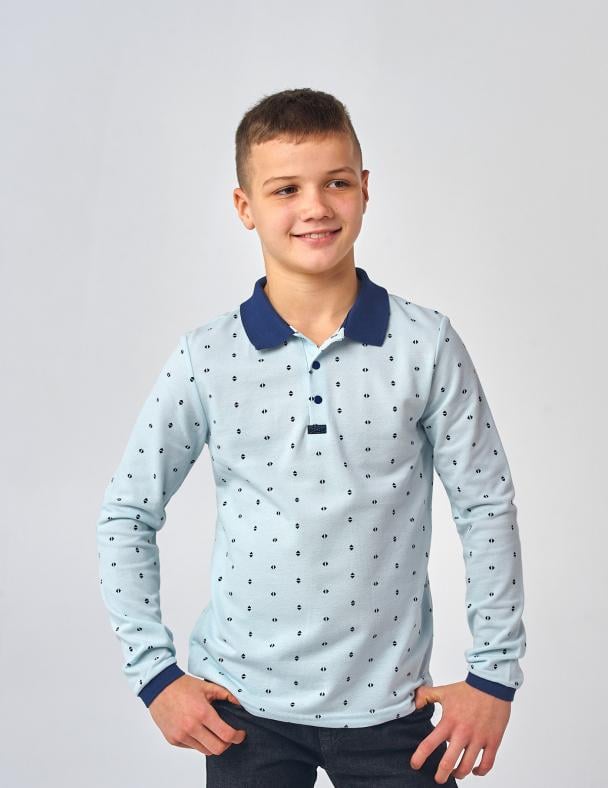 Поло для мальчика Smil Лакоста Рисунок 158 см Голубой (114100)