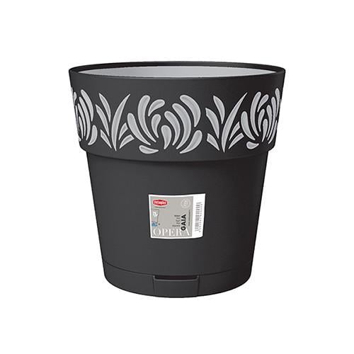 Вазон круглый с автополивом Stefanplast Opera Gaia 11,8 л 29х30 см Графит/Светло-серый (88603)