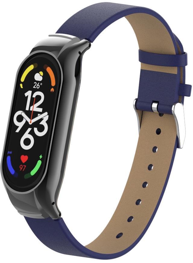 Ремешок кожаный MultiColor для Mi Band 7 Dark Blue (28017-5D)