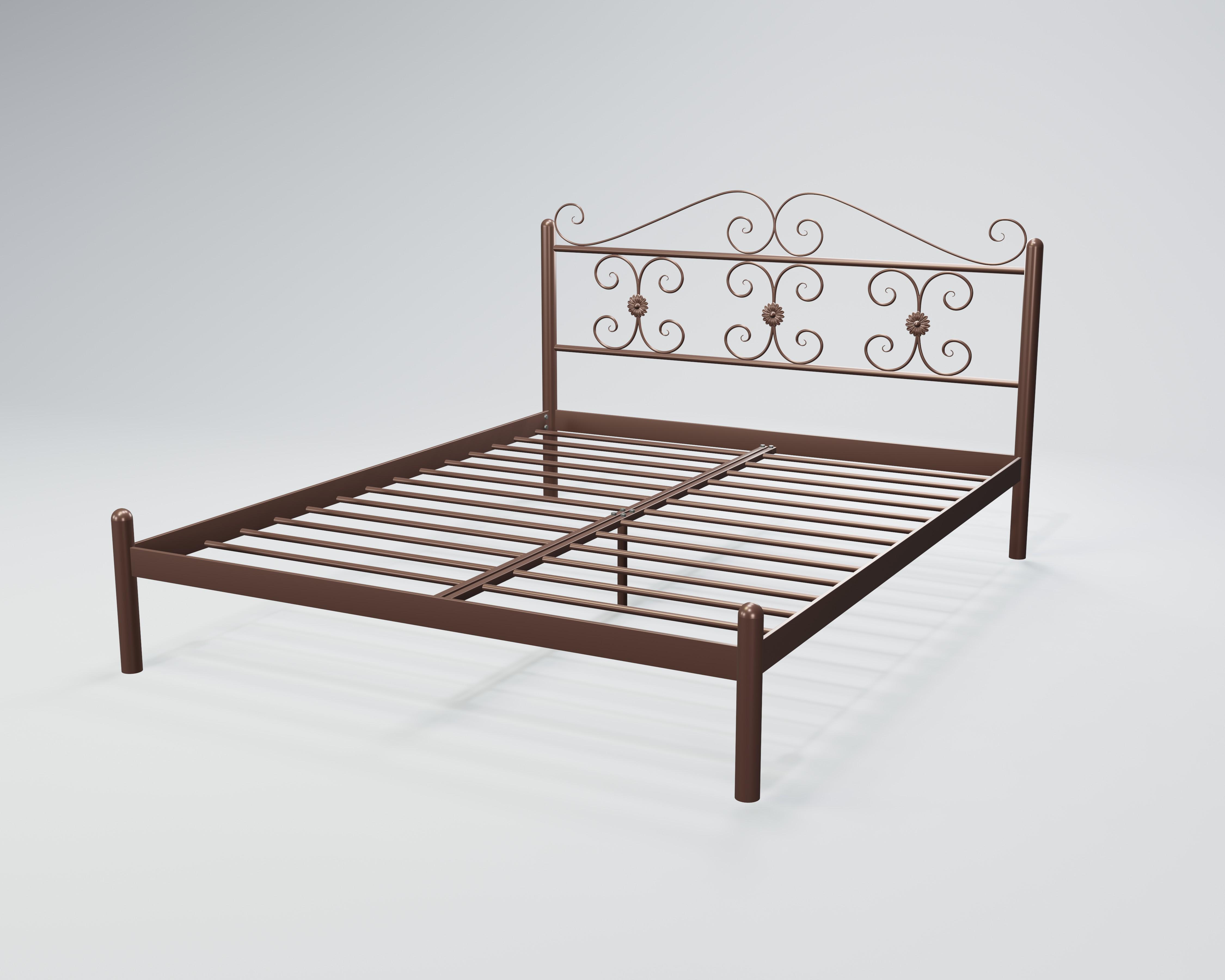 Кровать металлическая Бегония 140x190 см Коричневий