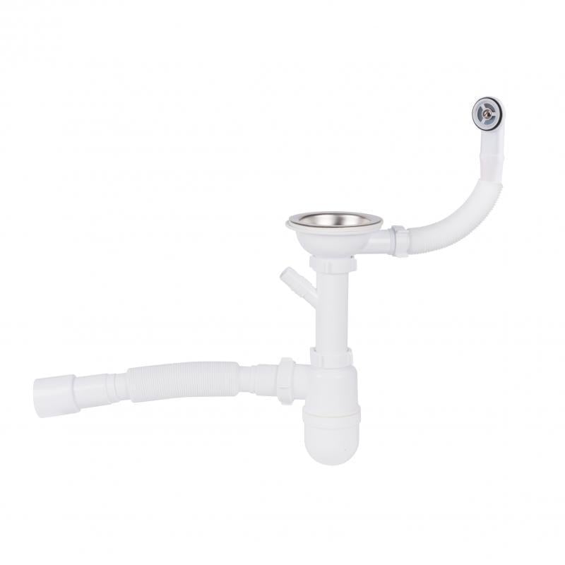 Сифон для кухонной мойки Lidz WHI 60 08 E001 01 ECO с круглым переливом (SD00042754)