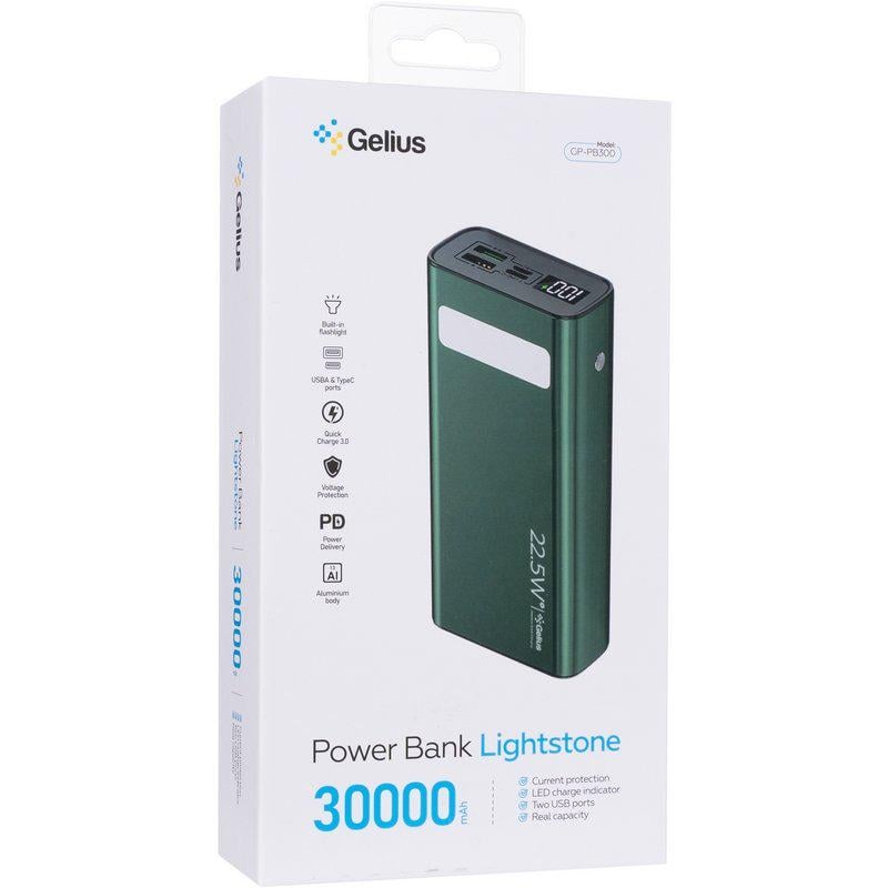 Повербанк Gelius Lightstone GP-PB300 30000 mAh QC+PD 22,5W Green (99988) - фото 9 Повербанк Gelius Lightstone GP-PB300 30000 mAh QC+PD 22,5W Green (99988) - фото 9