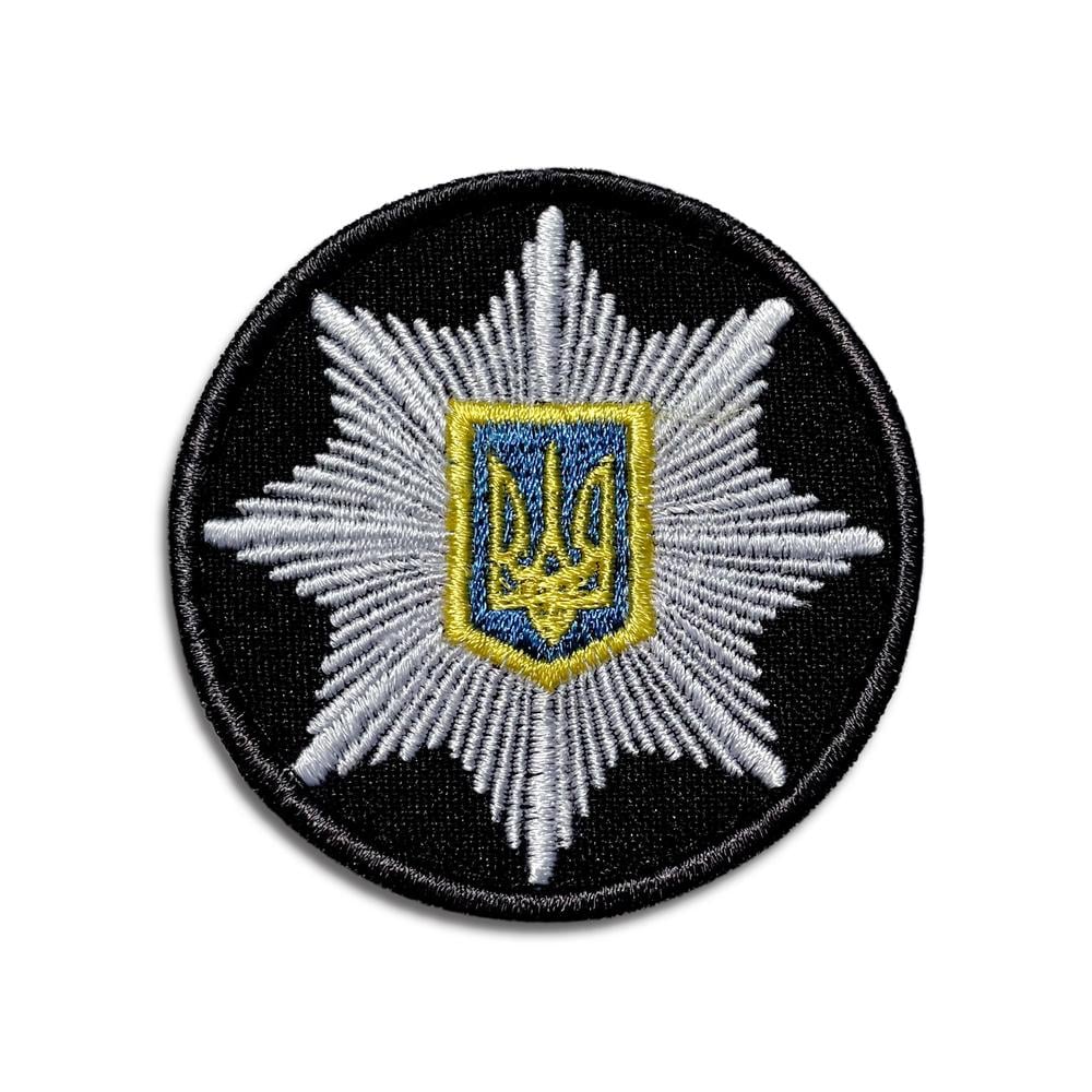 Шеврон на липучке Кокарда Полиция круглая 6 см Черный (20873)