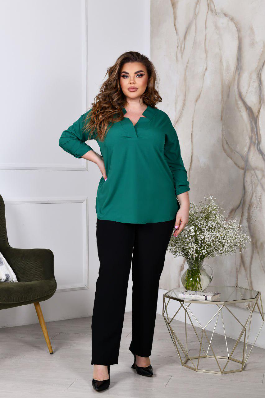 Костюм двойка блуза/штаны р. 60-62 Зеленый (3626)