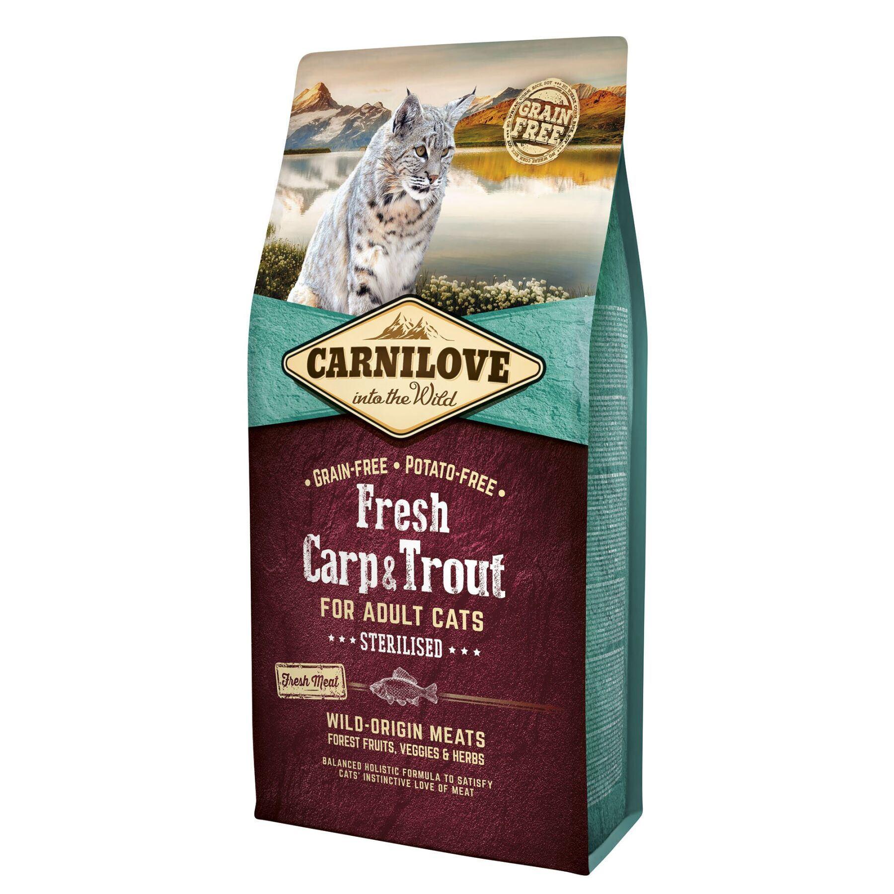 Корм сухой Carnilove Fresh Carp & Trout Sterilised for cats 6 кг - фото 1 Корм сухой Carnilove Fresh Carp & Trout Sterilised for cats 6 кг - фото 1