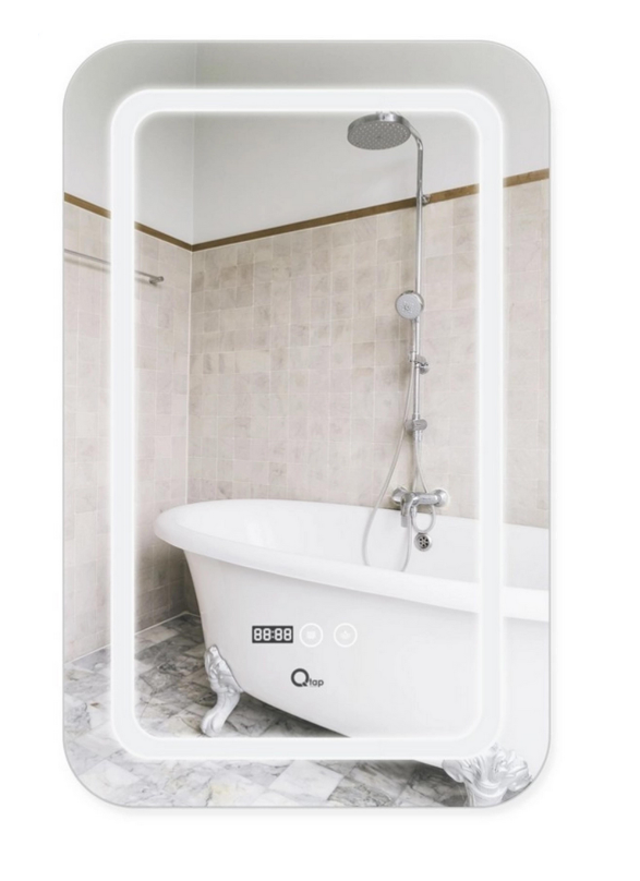 Зеркало Qtap Mideya DC-F911 QT2078F911W с LED-подсветкой Touch с антизапотеванием/часами/диммером 500х800 мм
