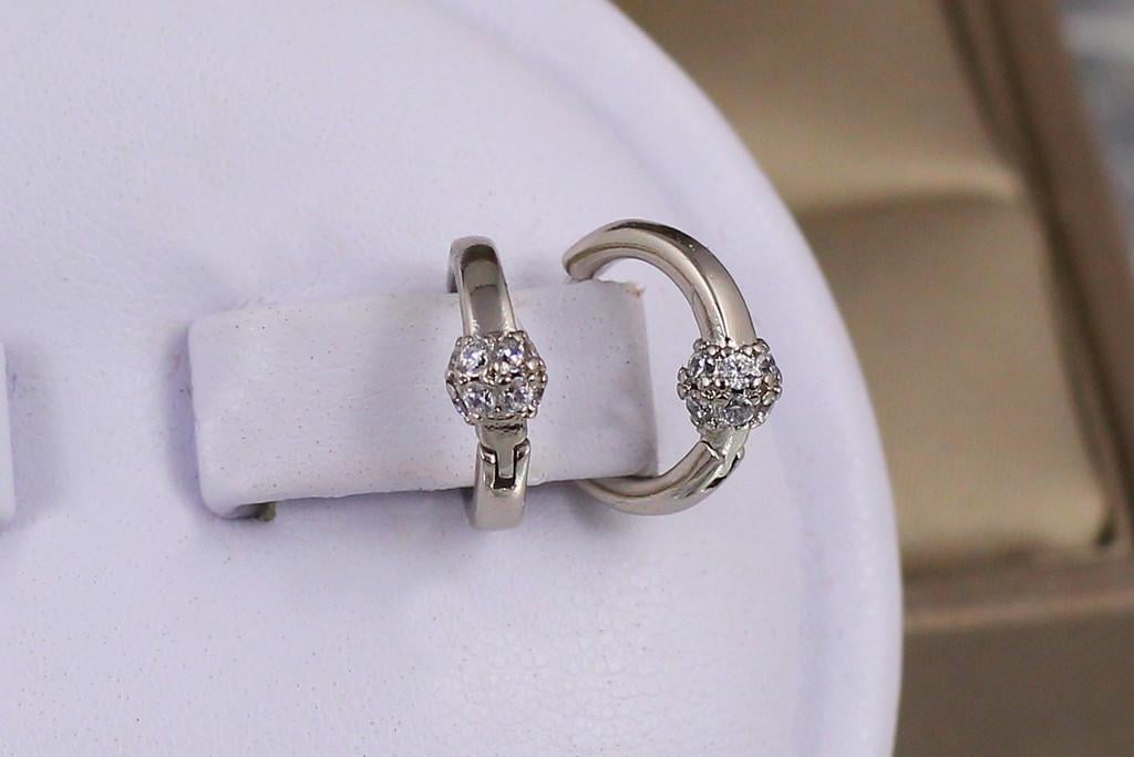 Серьги кольца Хuping Jewelry Гладкие с гайкой из камней10 мм Серебристый
