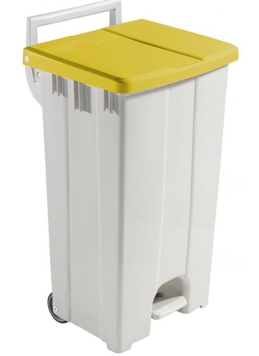 Контейнер полипропиленовый Filmop Polaris с педалью колесами и желтой крышкой 90 л (0000CO2093I)