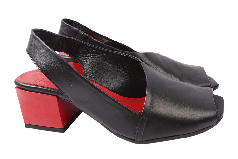 Босоножки женские Molly Bessa из кожи на большом каблуке с открытой пятой р. 37 Черный (255-21LB)