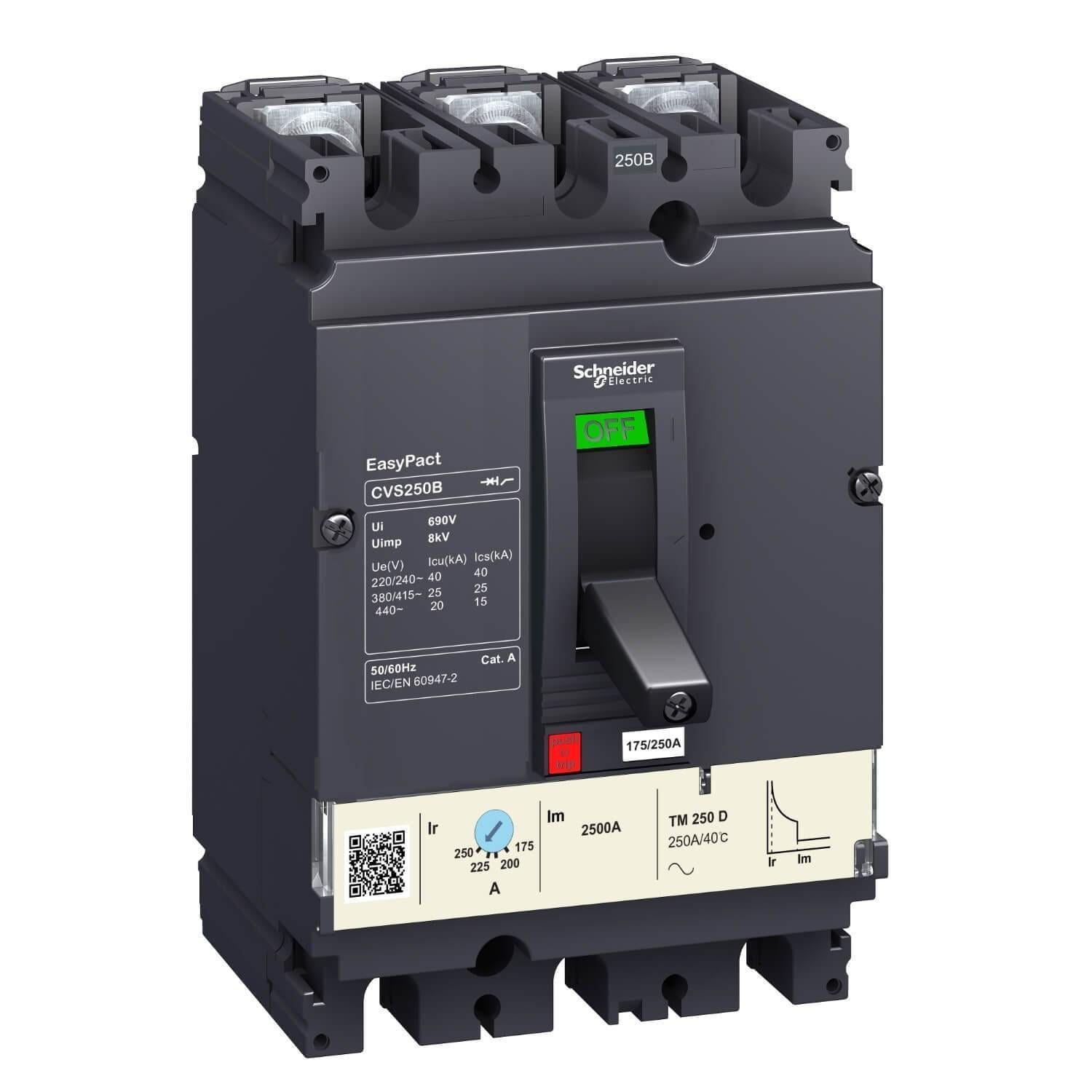 Автоматический выключатель корпусной Schneider Electric EASYPACT CVS TM250D 250B 25 кА 3P (LV525303)
