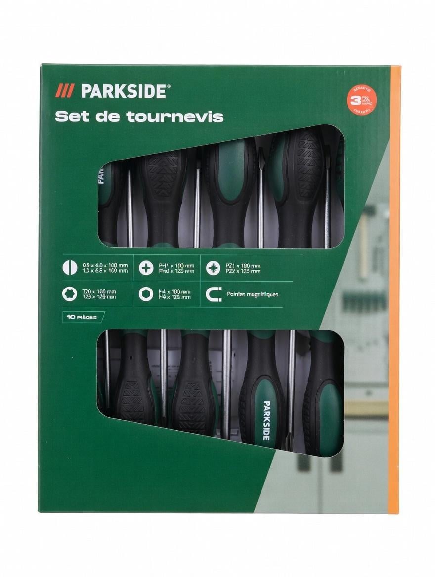 Набір викруток PARKSIDE магнітні антиковзні ручки SL/PH/PZ/Torx/Hex 10 шт. (300333) Набір викруток PARKSIDE магнітні антиковзні ручки SL/PH/PZ/Torx/Hex 10 шт. (300333)