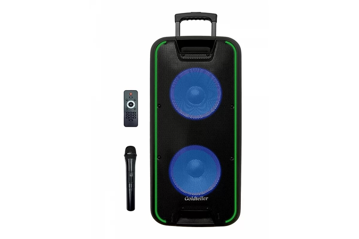 Колонка Goldteller GT 6067 с 2 микрофонами для караоке Bluetooth чемодан (MLD_V20)