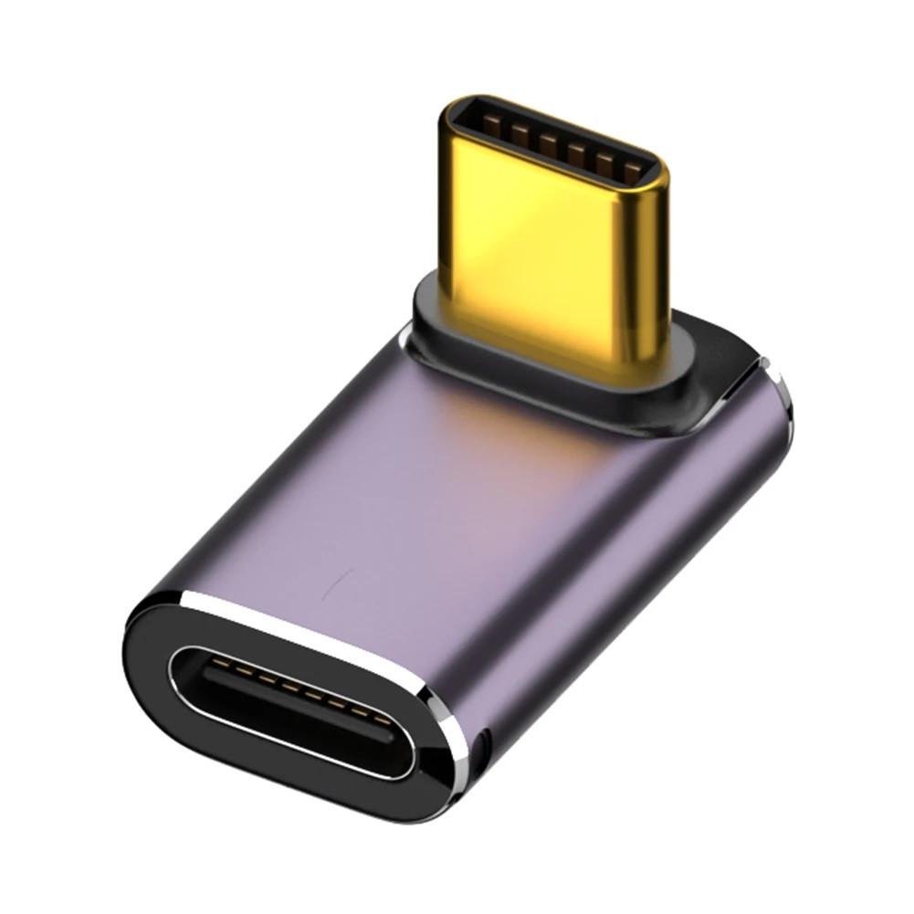 Перехідник-адаптер кутовий USB Type-C M/F LED USB 4.0 40Gbps 240W 8K Metal Type-5