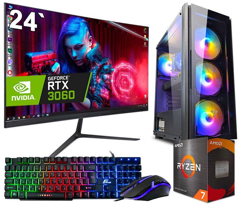 Комп'ютер ігровий Монітор 24 RYZEN 7 16 потоків RTX 3060 12GB 16GB SSD M.2 клавіатура/мишка ZEVS PC14150PRO (3134828541) - фото 7