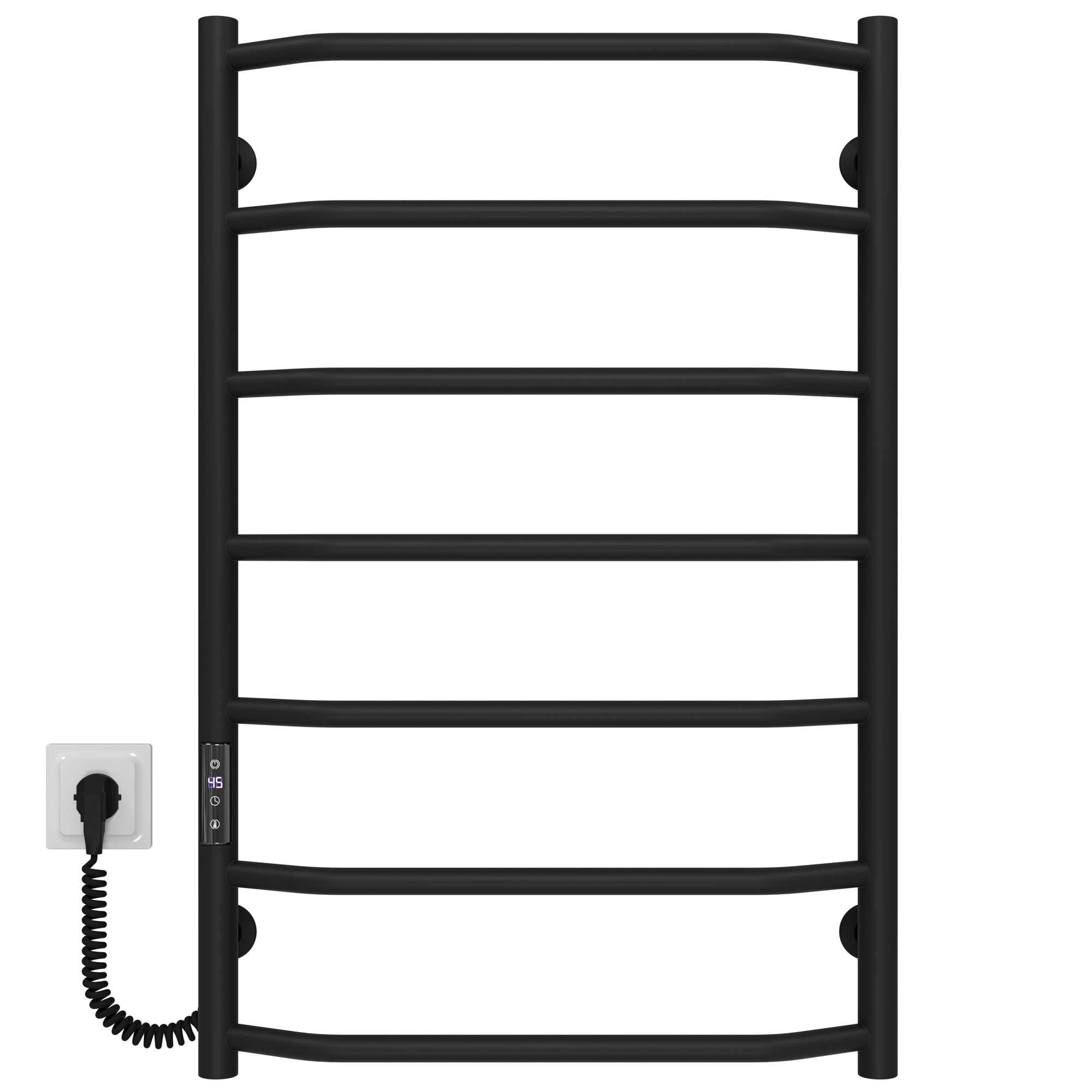 Полотенцесушитель электрический Deffi Трапеция П7 JD03 левое подключение нержавеющая сталь 500х800 мм Черный (C.TR.80.50.7.E.B.L.1)