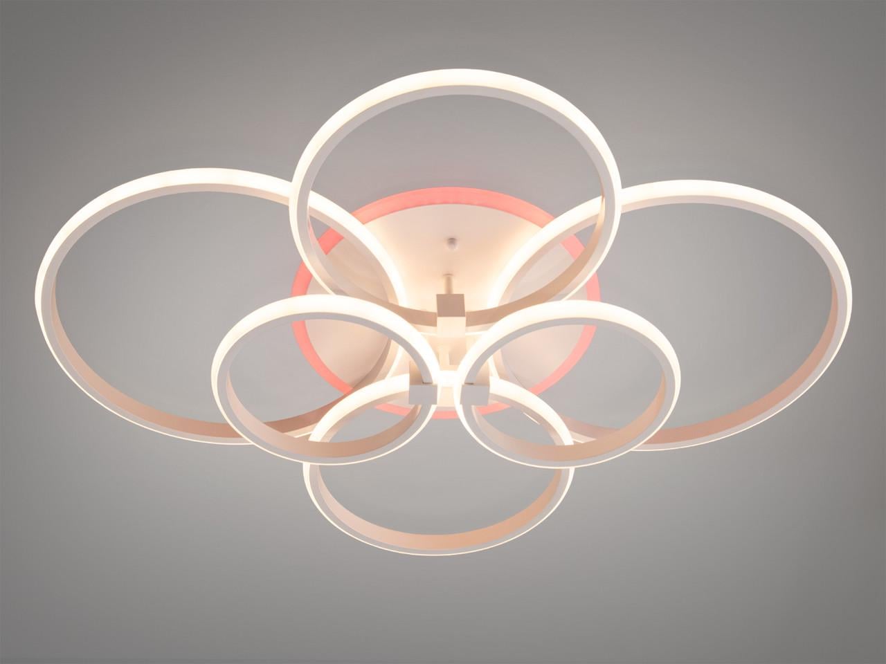 Люстра светодиодная для гостиной с пультом и димером 135 Вт Белый (2526/6WH LED 3color dimmer) Люстра светодиодная для гостиной с пультом и димером 135 Вт Белый (2526/6WH LED 3color dimmer)