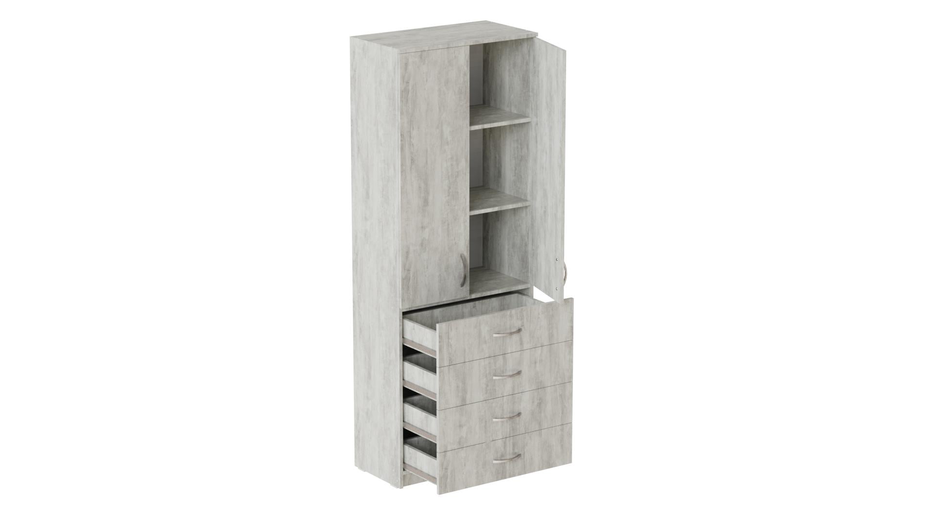 Шкаф Ferrum-decor Анжело на 3 полок с 2 дверями и 4 ящика ДСП 16 мм 900x700x380 мм Бетон (FRD-105030)
