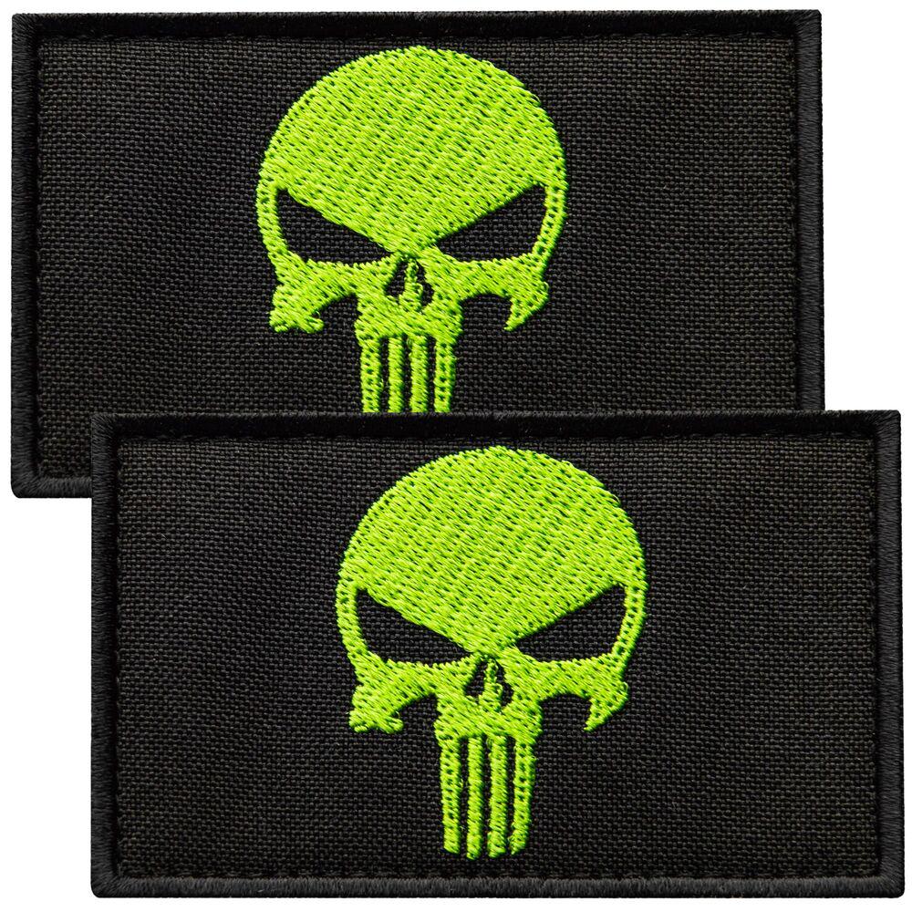 Набор шевронов с липучкой PUNISHER Череп Каратель 5х8 см 2 шт. Зеленый (24248)