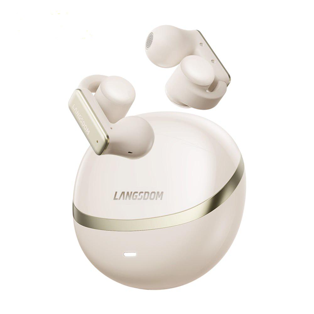 Наушники-клипсы беспроводной связи Langsdom TS-28 Max Open-Ear Bluetooth 6.0 Бежевый (78437757)