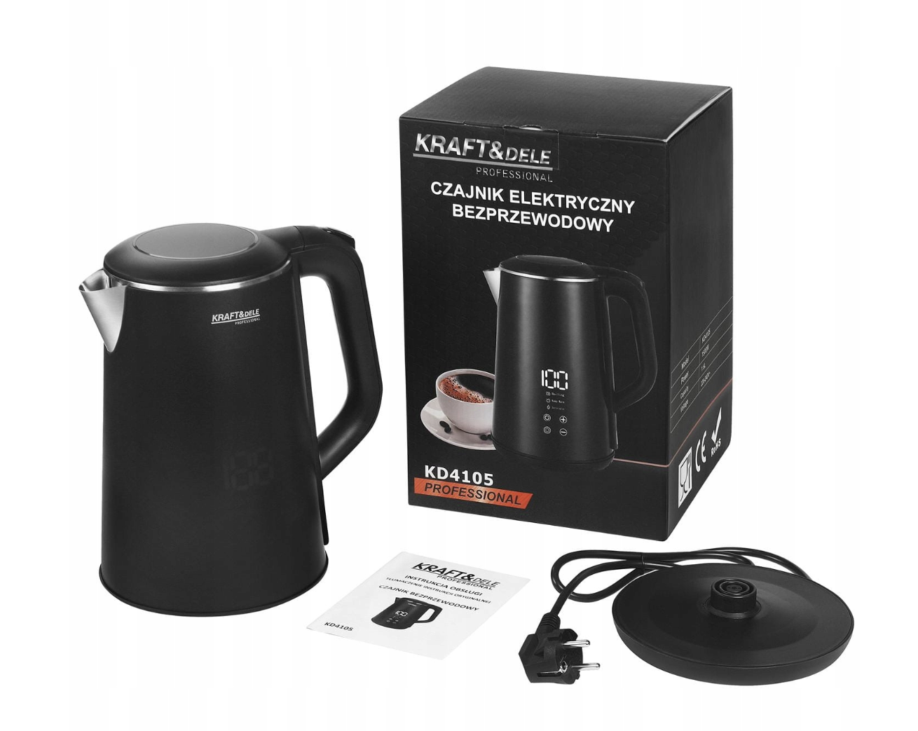 Електричний чайник з контролем температури Kraft&Dele KD4105 1,6 л 1500 Вт Чорний (KD4105) - фото 7