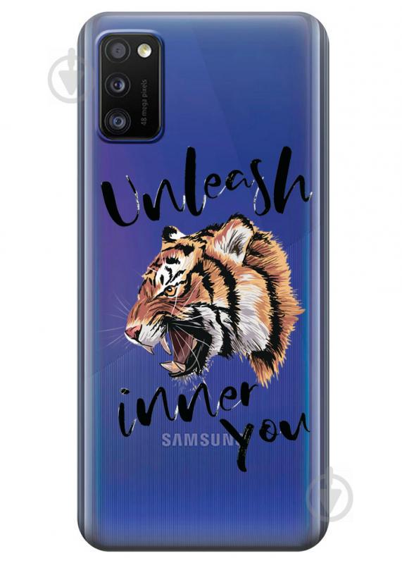 Прозрачный силиконовый чехол iSwag для Samsung Galaxy A41 с рисунком - Тигр (KS3113)