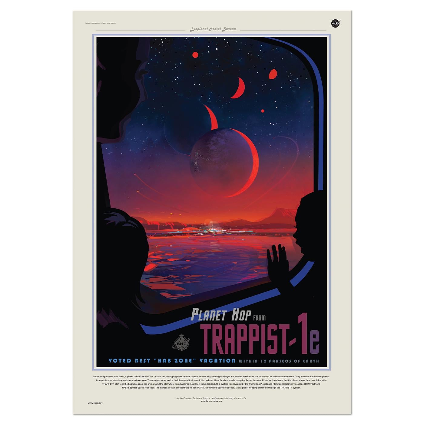Постер научный Trappist-1e NASA 62x90 см (0360)