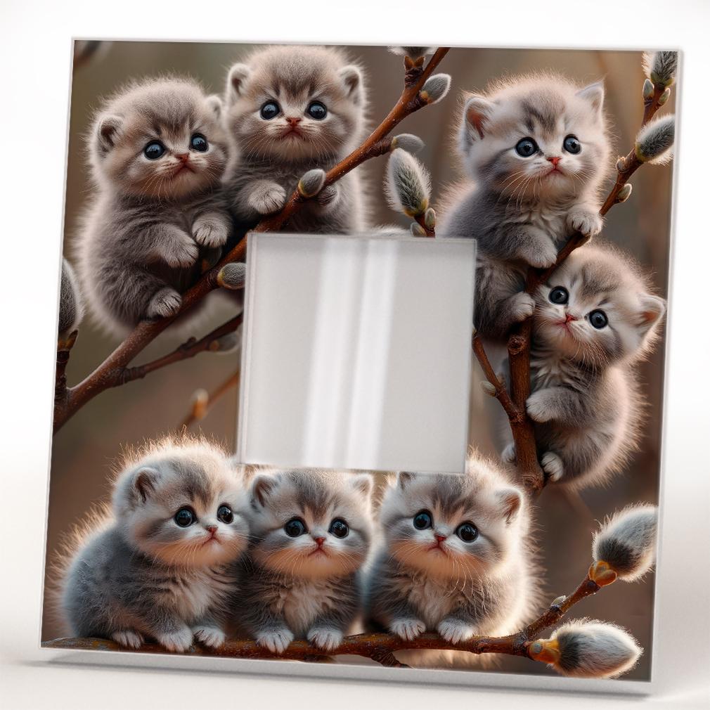 Зеркало декоративное Котята на ветках вербы 260х260 мм (M04656) - фото 2