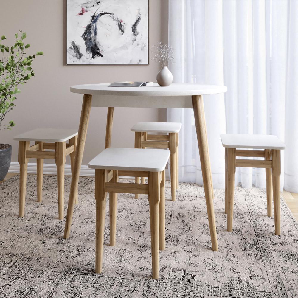 Стол круглый и 4 табурета обеденный для кухни Маями-1 Style кромка ПВХ 0,45 мм Бетон (Lion-041230) - фото 1 Стол круглый и 4 табурета обеденный для кухни Маями-1 Style кромка ПВХ 0,45 мм Бетон (Lion-041230) - фото 1