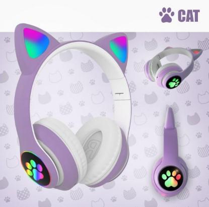 Наушники STN-28 с кошачьими ушками с Bluetooth гарнитурой и LED подсветкой Фиолетовый - фото 4 Наушники STN-28 с кошачьими ушками с Bluetooth гарнитурой и LED подсветкой Фиолетовый - фото 4